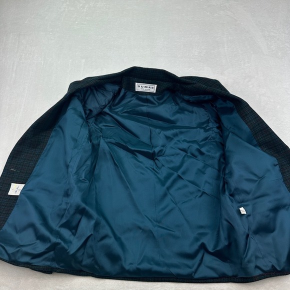 Vintage Dumas Blazer Jacket Green Plaid Tweed Wool Blend Womens 8 Made USA - Picture 11 of 11